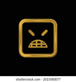 Emoticon Emoticon Square Face con Closed Eyes icono metálico chapado en oro o logotipo vectorial
