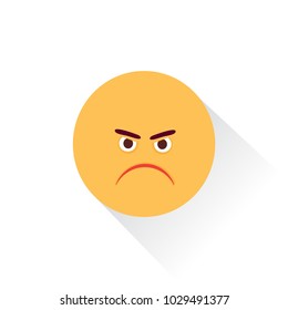 Angry emoticon in trandy flat style. Evil emoji vector illustration.