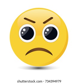 Angry emoticon in trandy flat style. Evil emoji vector illustration.