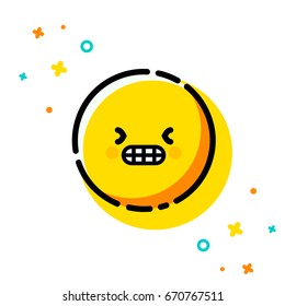 Angry emoticon. Trendy flat line emoji vector icon