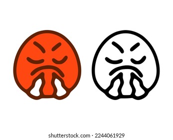 Wütende Emotionen in zwei Stilen einzeln auf weißem Hintergrund.