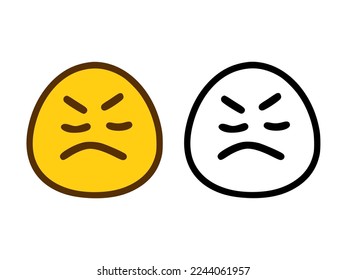 Emoticon enojado de dos estilos aislado de fondo blanco.