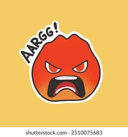 Angry Emoticon Vector Sticker Cute Illustration