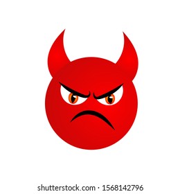 Angry emoticonal. Devil red evil icon. Vector illustration.