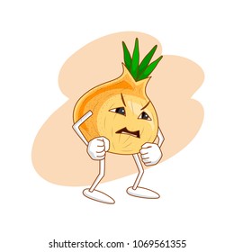 Angry emotional vegetable in cartoon style with outlines