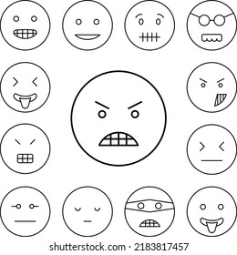 Angry, emotions icon in a collection with other items