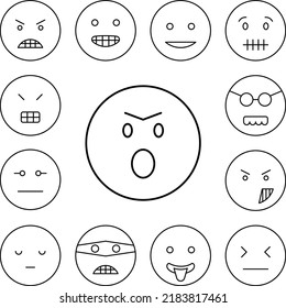 Angry, emotions icon in a collection with other items