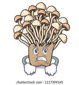 Angry enoki mushroom mascot cartoon