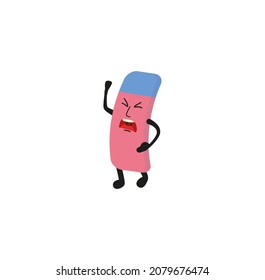 angry eraser character isolated on white background.