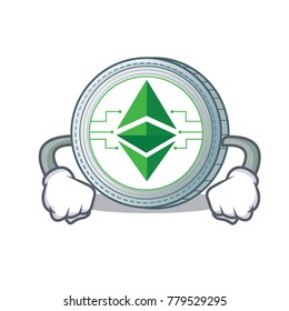 Angry Ethereum classic character cartoon