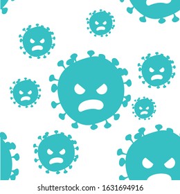 Angry evil bad fly germ virus infection,micro bacteria.Vector modern flat style cartoon character illustration.Isolated on white background. Seamless pattern