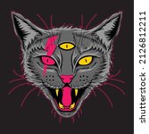 Angry Evil Cat Drawing Vector