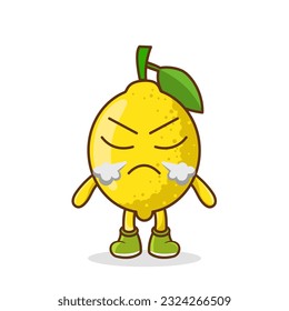Personaje de caricatura de la fruta del limón malvado enojado. Caricatura graciosa de un personaje limón