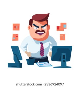 Angry and exasperated employee, character illustration