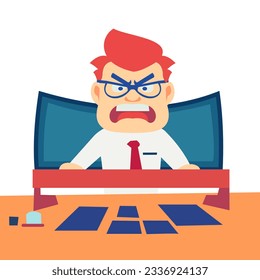 Angry and exasperated employee, character illustration