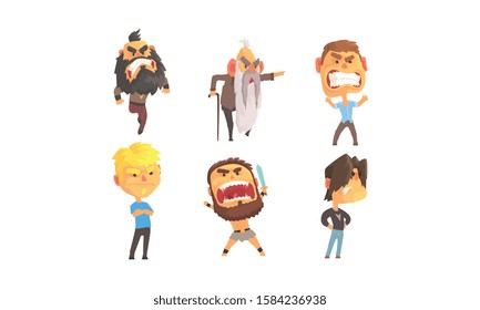 Angry and Exasperated Men Shouting Vector Set