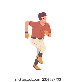 Angry excited baseball player professional sportsman cartoon character running isolated on white