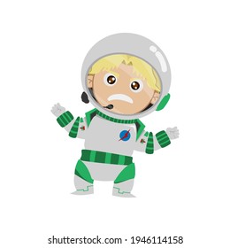 ANGRY EXPRESSION astronaut KID WHITE BOY VECTOR digital design graphic 2d HD illustration