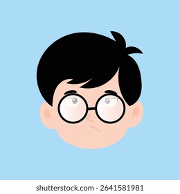 Angry expression boy wearing white glass design