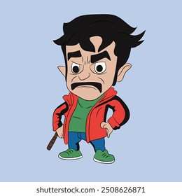 Angry Expression Cartoon Character Vector Illustration 