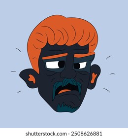 Ilustración vectorial de personajes de dibujos animados de expresión enojada 