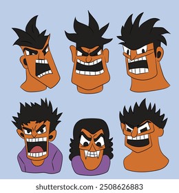 Angry Expression Cartoon Character Vector Illustration 