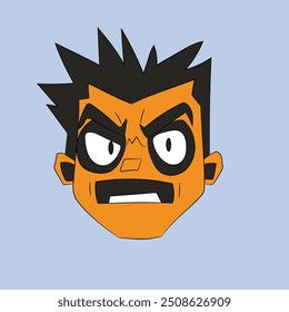 Angry Expression Cartoon Character Vector Illustration 