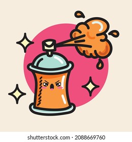 angry expression cute spray paint vector