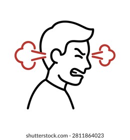 Angry Expression Icon Containing rage, emotional outburst, stress, and outline illustration. Outline illustration