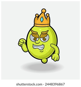 Wütender Ausdruck mit Lemon Fruit Crown Maskottchen Charakter Cartoon. Vektorillustrationen