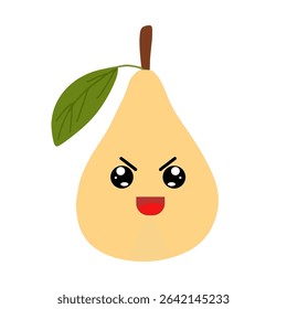 Angry expression pear cartoon character. emoticon stock element