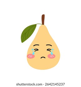 Angry expression pear cartoon character. emoticon stock element