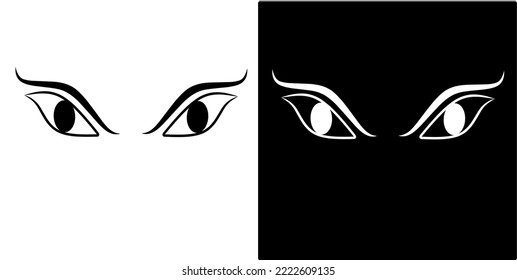 angry eye illustration vector, isolated on black and white background design