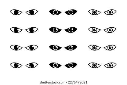 Angry eye lines icon set. Open eyes set. different flat designing.