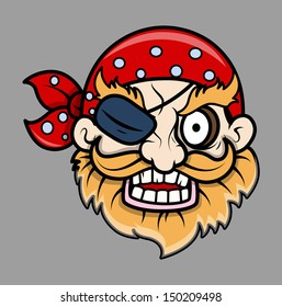 Angry Eye Patched Pirate Man - Vector Cartoon Illustration