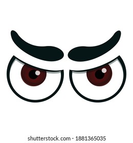 Icono de ojos enojados. Caricatura de ojos enojados icono vector para diseño web aislado en fondo blanco