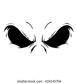 Angry eyes of the skull. Black vector print isolated on white background