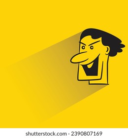 angry face avatar with shadow on yellow background