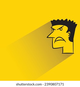 angry face avatar with shadow on yellow background
