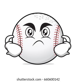 Angry face baseball cartoon character