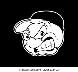 Angry Face Baseball Clipart - Vector Illustration