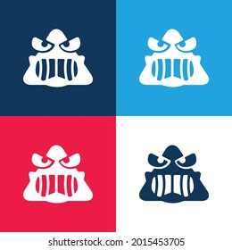 Angry Face blue and red four color minimal icon set