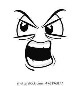 angry face cartoon character emotion expressive emoticon  vector illustration