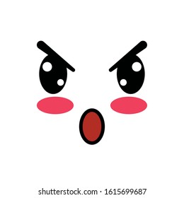 angry face cartoon design, Kawaii expression cute character funny and emoticon theme Vector illustration