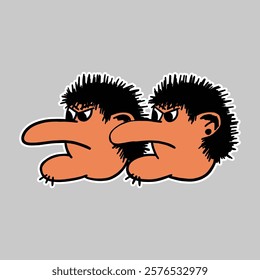 angry face cartoon retro character illustration