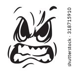 Angry face cartoon vector icon