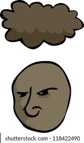 Angry face with cloud hanging above it
