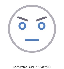 angry face colour line vector icon