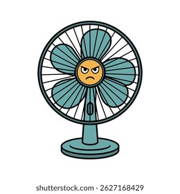 Angry Face Electric Fan Cartoon Illustration	