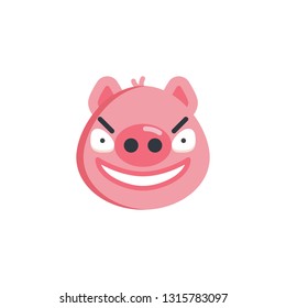 Angry face emoji flat icon, vector sign, colorful pictogram isolated on white. Aggressive piggy face emoticon symbol, logo illustration. Flat style design